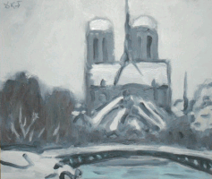 Николай Дронников. Париж замело, 2005 г. (масло)