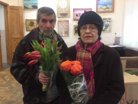 Кира Георгиевна и Евгений Голубенко на выставке в ВКО  27 декабря 2017 года.