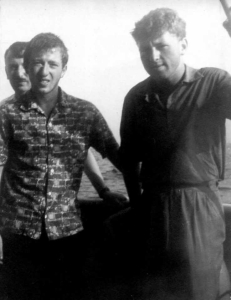 Иосиф Семенович Иохвидов (на заднем плане) и мы с Геной, на борту «Кометы». Поездка на Каролино-Бугаз 24.08.1965 г.